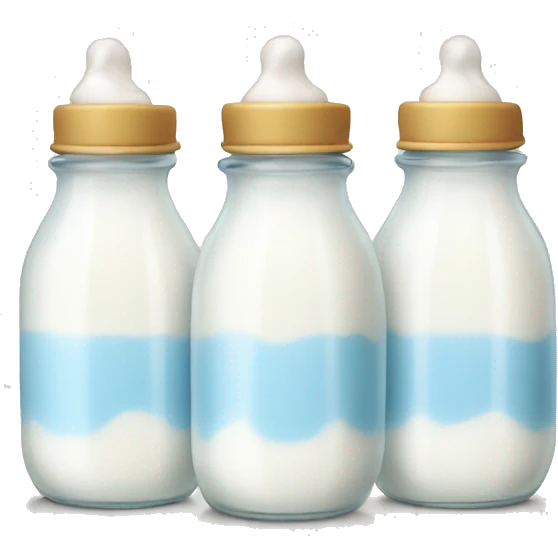 3 baby bottles with milk emoji