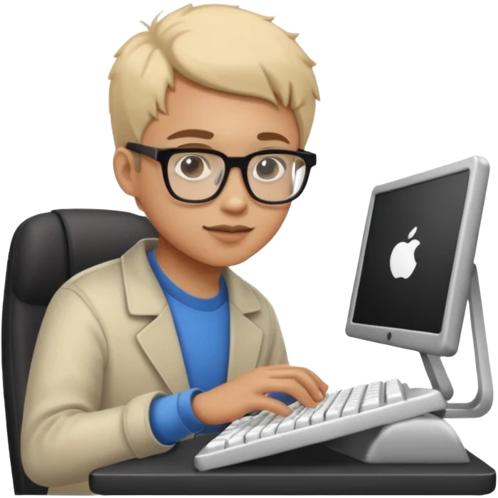 young programmer, focused, typing on keyboard emoji