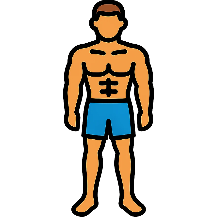 athletic muscular male body type, standing emoji