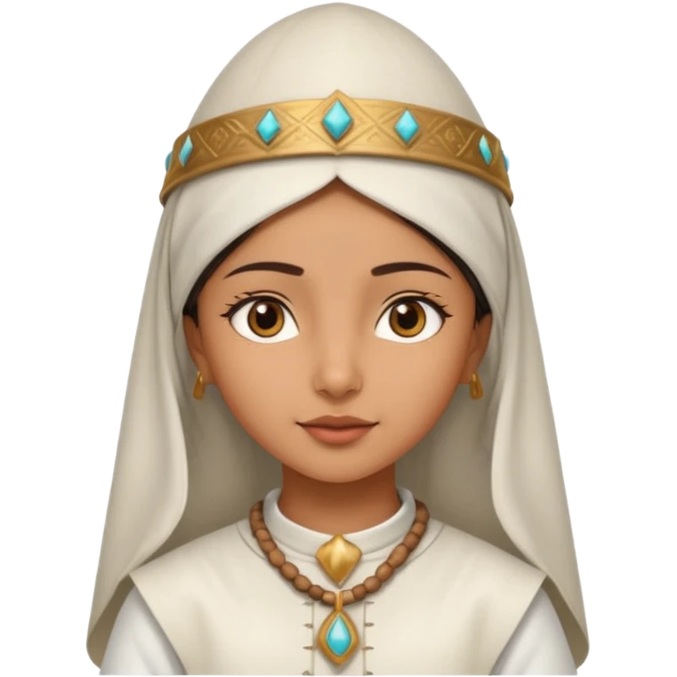 ancient arab girl with conical hat, white emoji