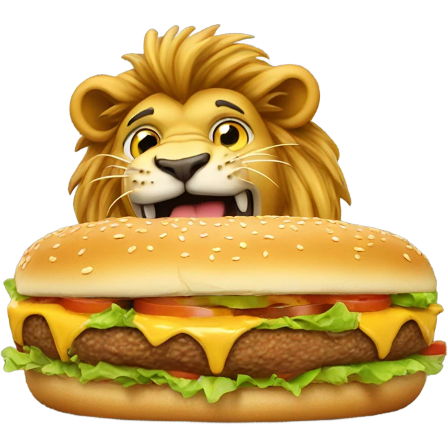 lion eating burger emoji