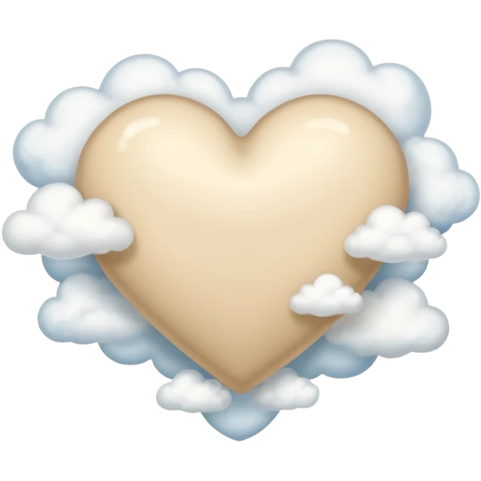 Soft beige heart with clouds emoji
