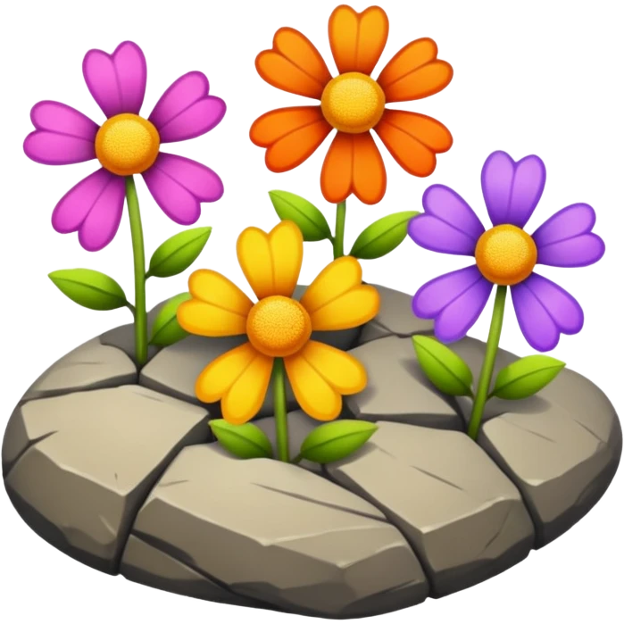  rock flowers emoji