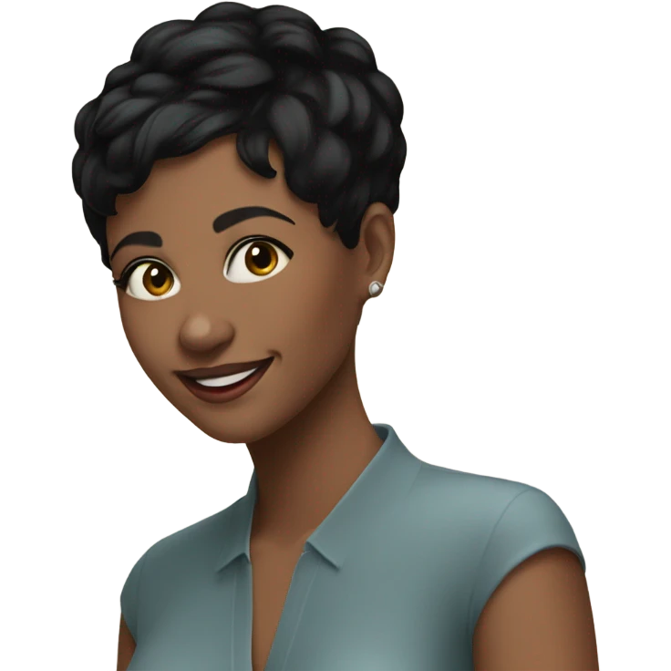woman short pixie cut black hair smiling emoji