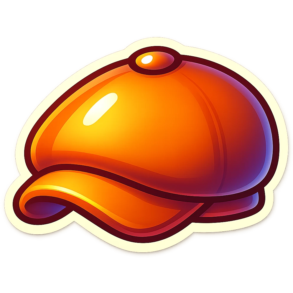 Transform this newsboy cap into a classic emoji style with smooth shading, bold lines, and a simple, friendly appearance. Keep the transparent background. emoji