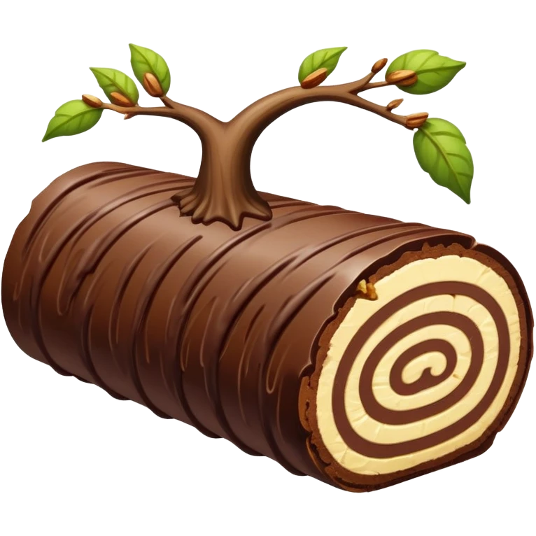 Oblong Tree-log-shaped-chocolate with marsipan swirled inside and with walnuts drizzled on top  emoji