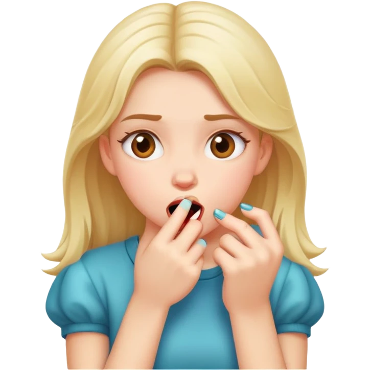 Cute girl bitting nails emoji