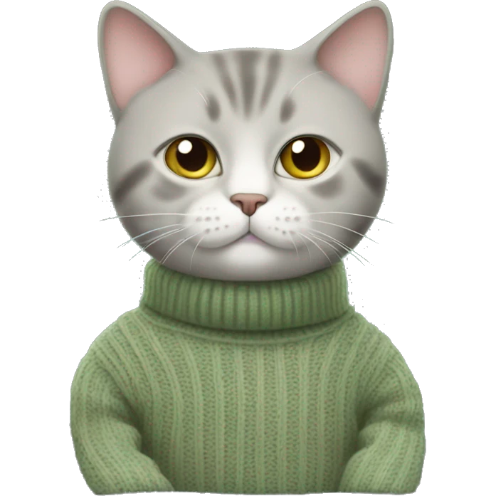 British short hair cat wearing a sage Green Sweater  emoji