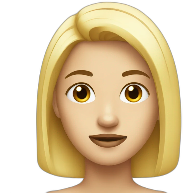 straight face blonde girl solid black eye sockets emoji