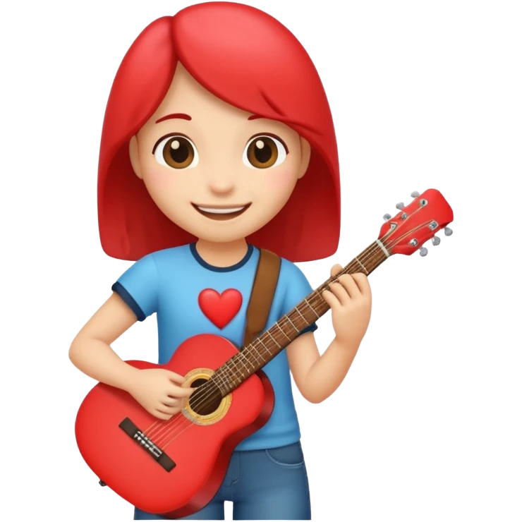 A cute shape Of Heart how is holding a guitar and smile emoji