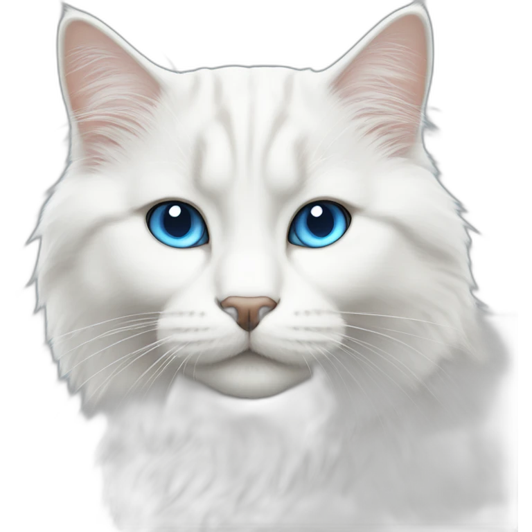 Siberian white cat with blues eyes emoji