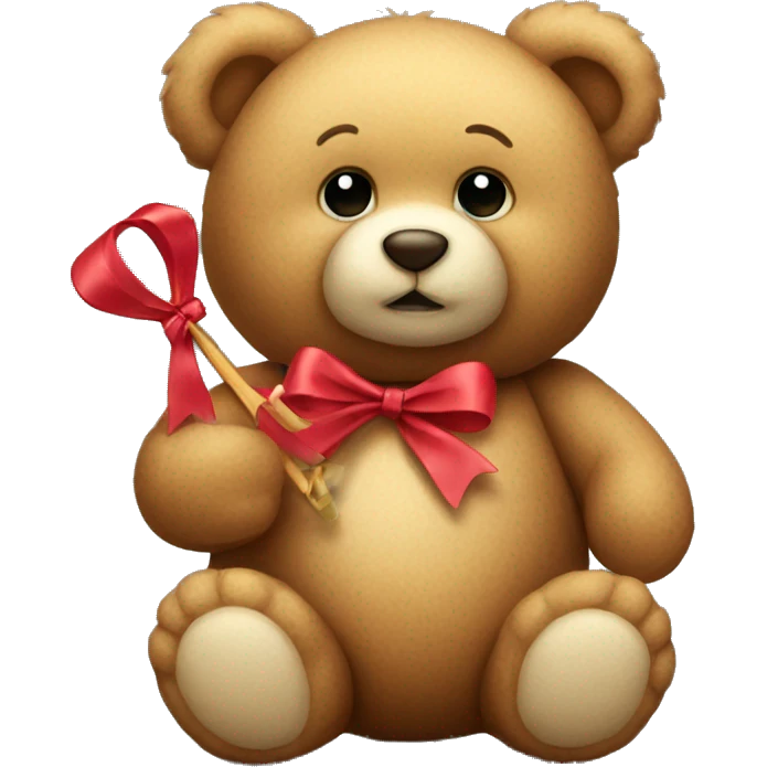 Teddy bear holding bow emoji