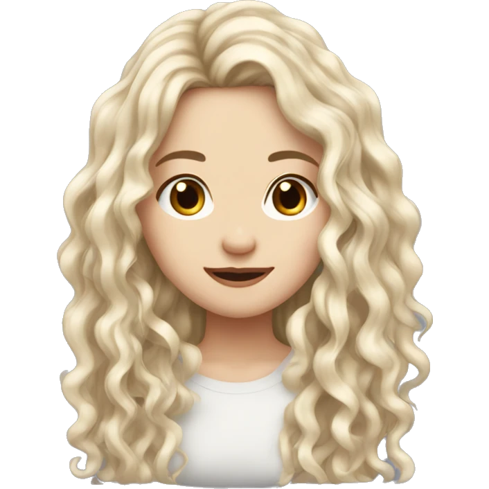 Wavy hair cute white girl long hair emoji