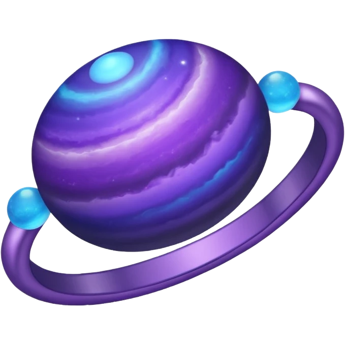 Oval shaped planet, 2 moons, ring emoji