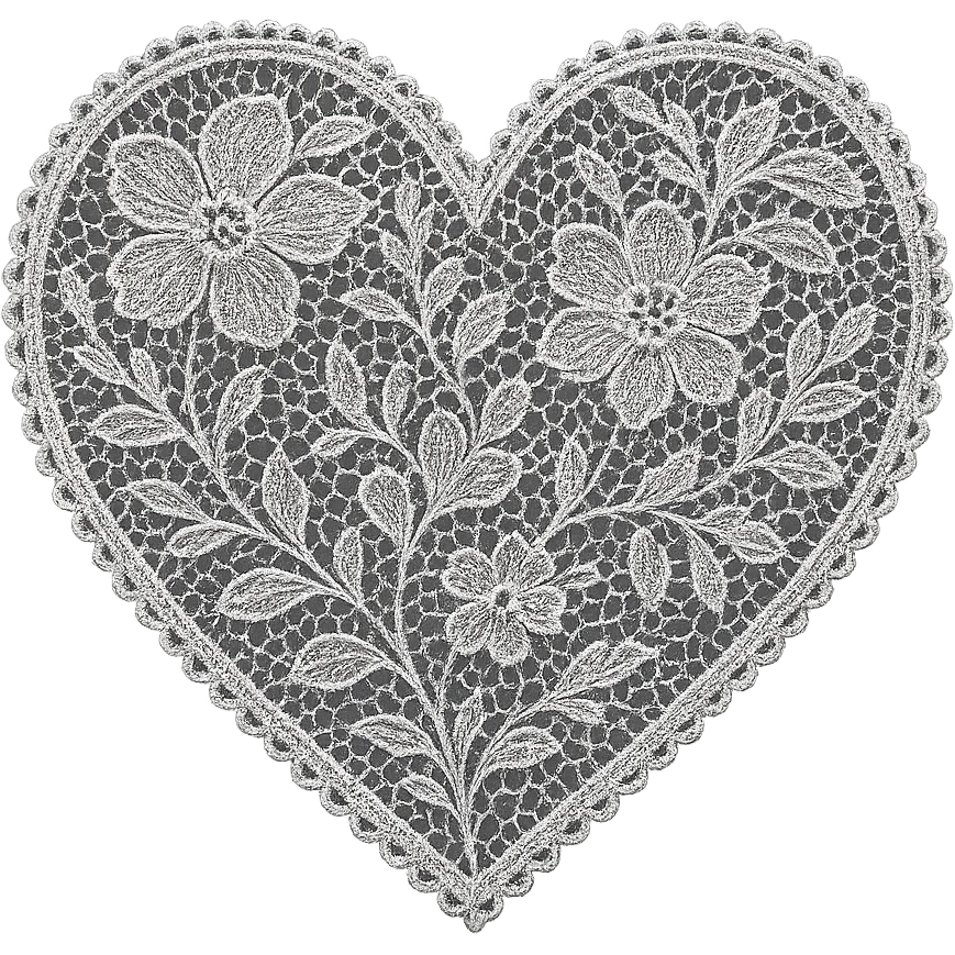 heart with a delicate silver lace overlay emoji
