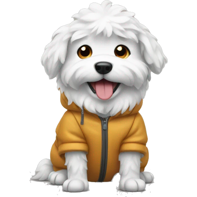 Dog wearing snow jacket emoji