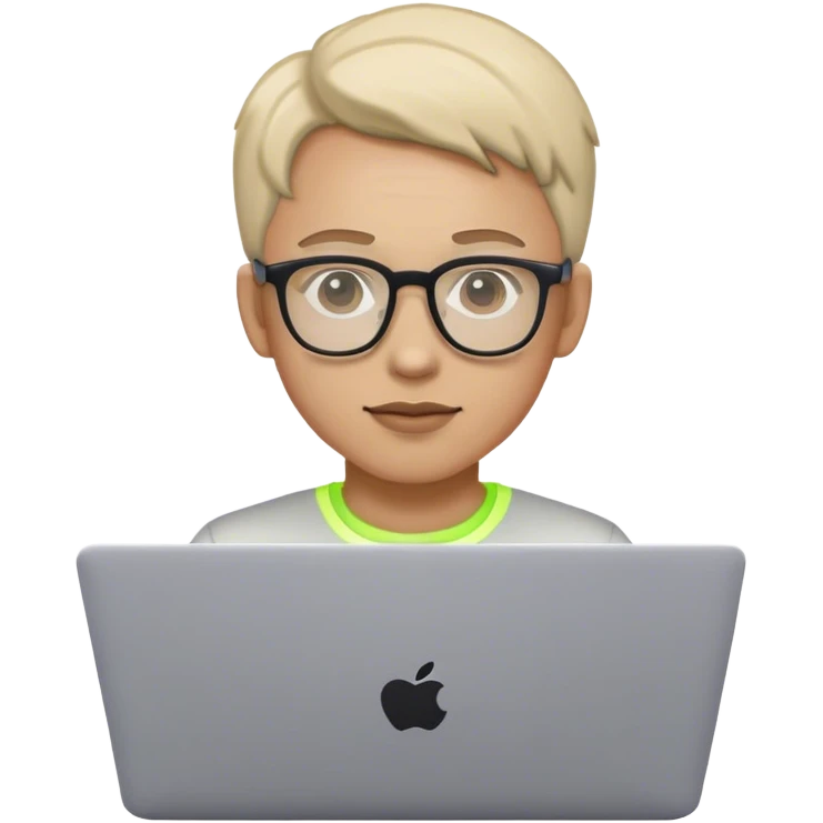 An emoji of a person with a laptop wearing glasses and with a slight neon glow emoji