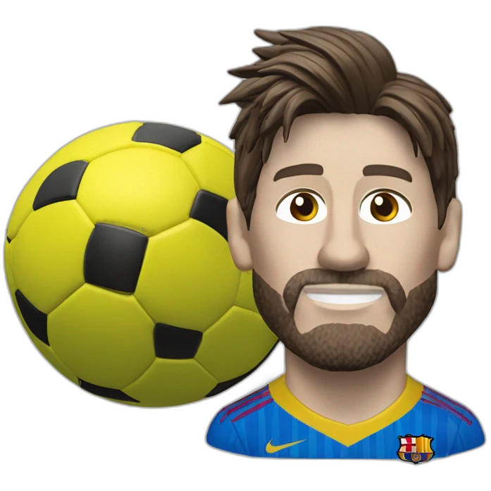 lionel messi with hair from polyurethane foam kicking soccer ball emoji