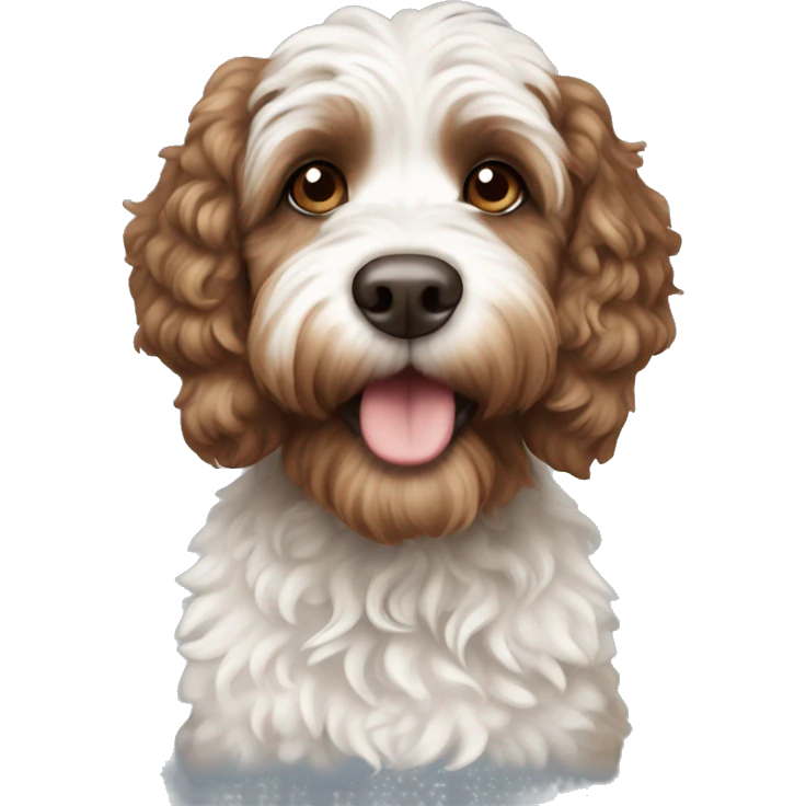 Brown and white cockapoo emoji