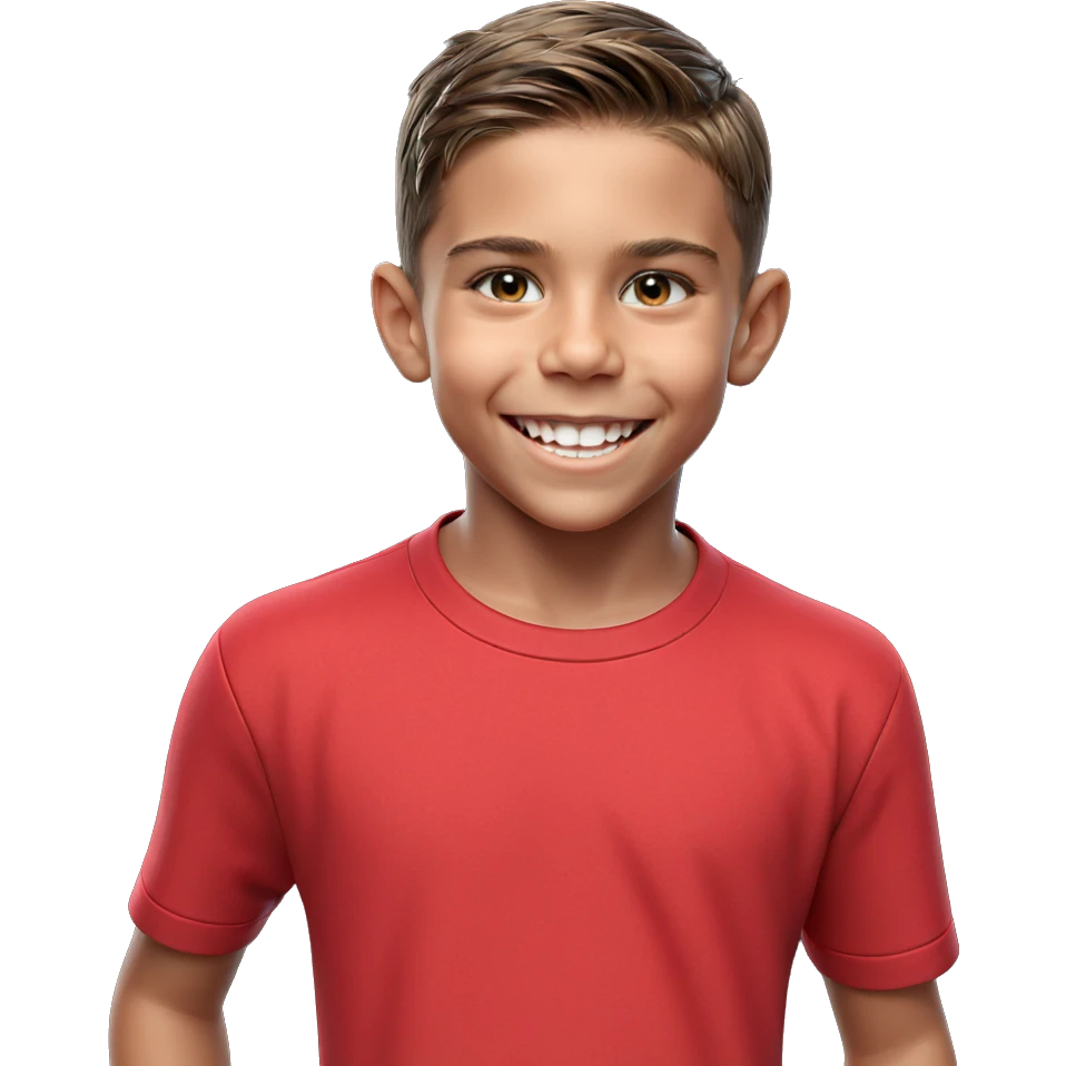 smiling boy in red shirt emoji