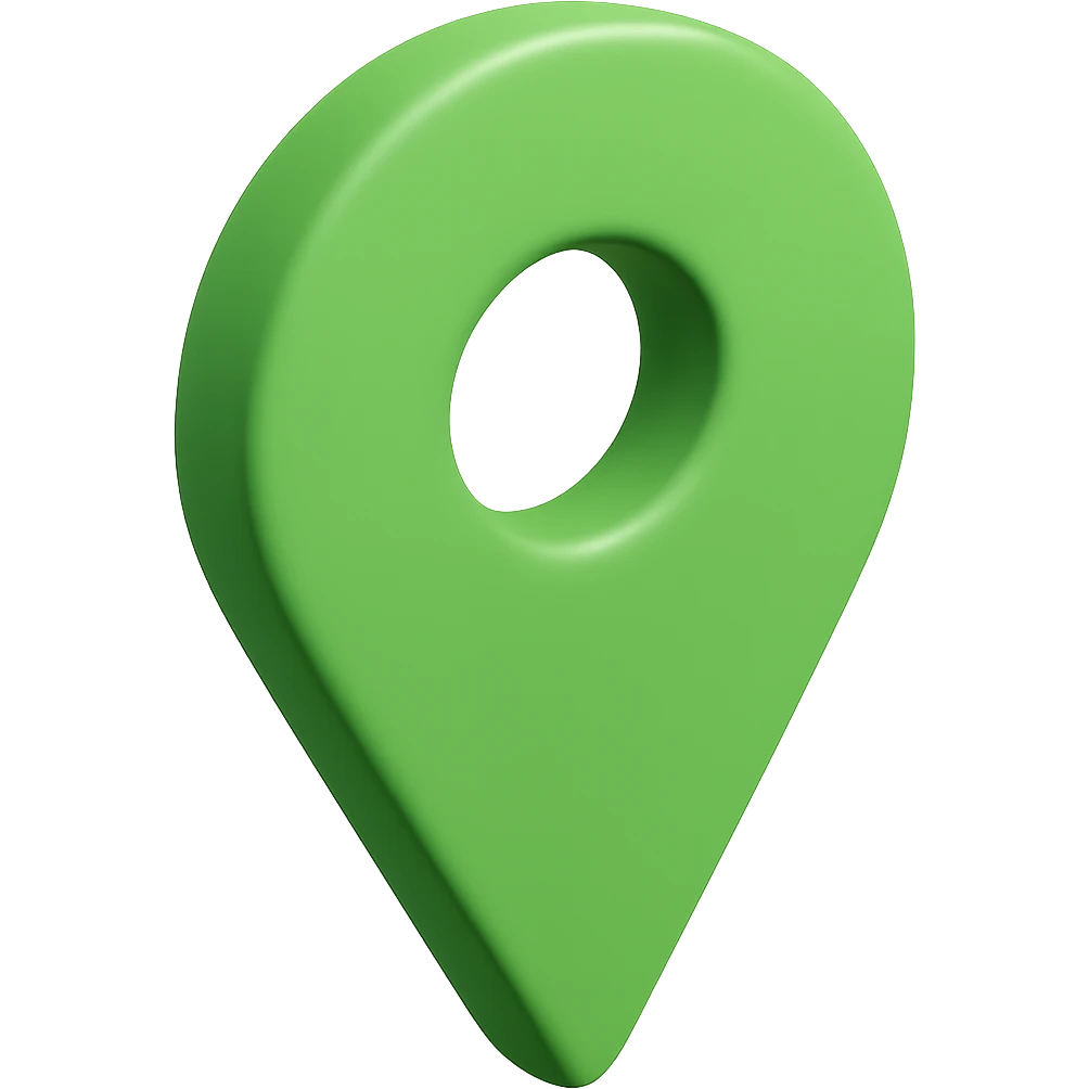 Enhance the green color to be rich and bright for the location pin with a large hole, maintaining the 3D green style and transparent background. emoji