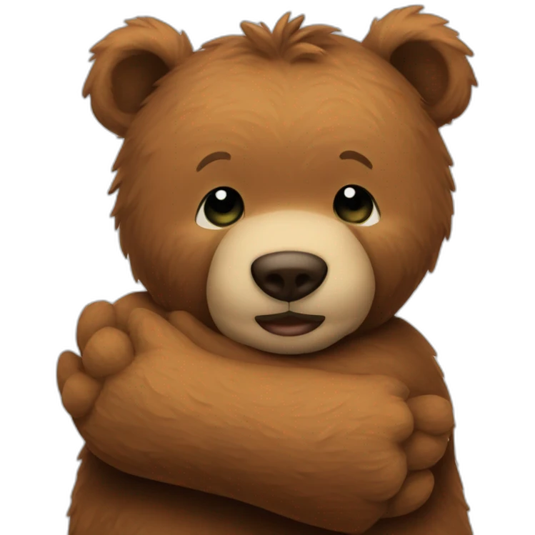 Brown teddy bear hug emoji