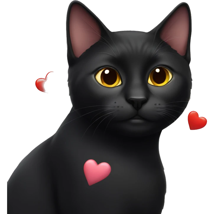 A black cat with hearts in her eyes emoji