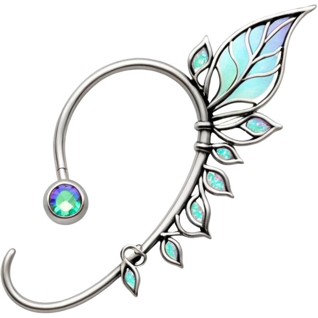 Elvish fae shiny sparkly iridescent translucent diaphanous ear climber ear cuff emoji