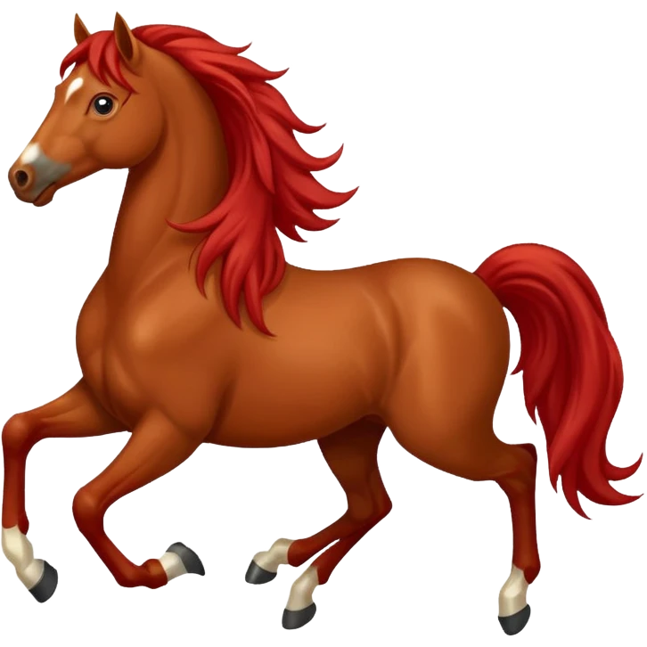 Liver red horse with a long flowing mane galloping emoji