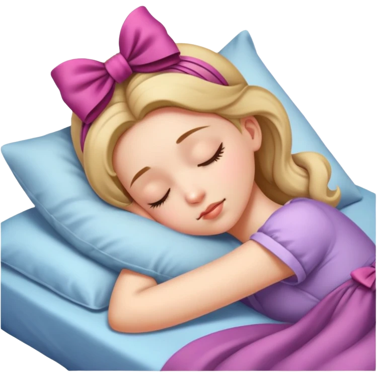 bow and girl sleeping on bed  emoji