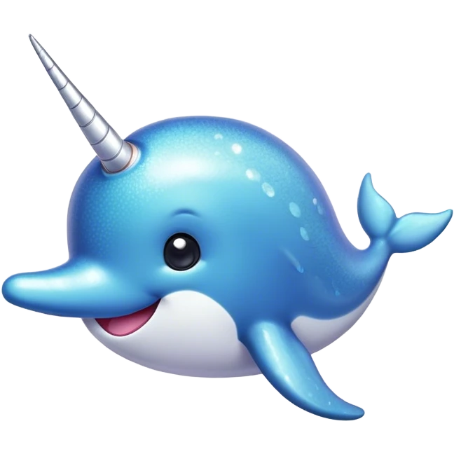 Cinematic Cute Narwhal Portrait Emoji, Head tilted playfully and inquisitively, with a glossy, shimmering body highlighted by its iconic tusk and sparkling eyes filled with wonder, Simplified yet irresistibly adorable features, highly detailed, glowing with a warm, friendly glow, high shine, affectionate and lively, stylized with a touch of whimsical charm, bright and endearing, soft glowing outline, capturing the essence of a mischievous marine marvel that feels like it could frolic out of the screen into your heart! emoji
