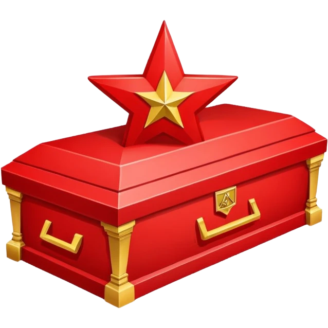 closed casket with a Soviet star, referencing Stalin's funeral emoji