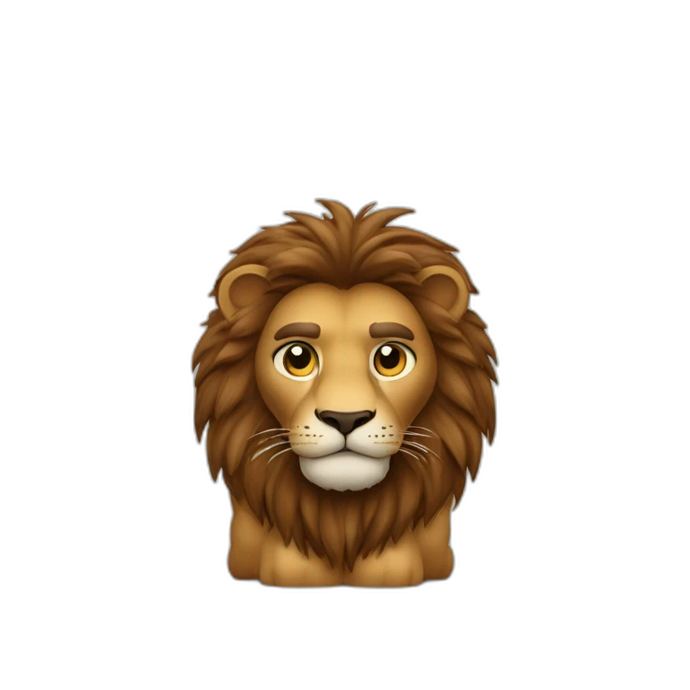 Lion fourrure marron crinière marron foncée yeux verts emoji