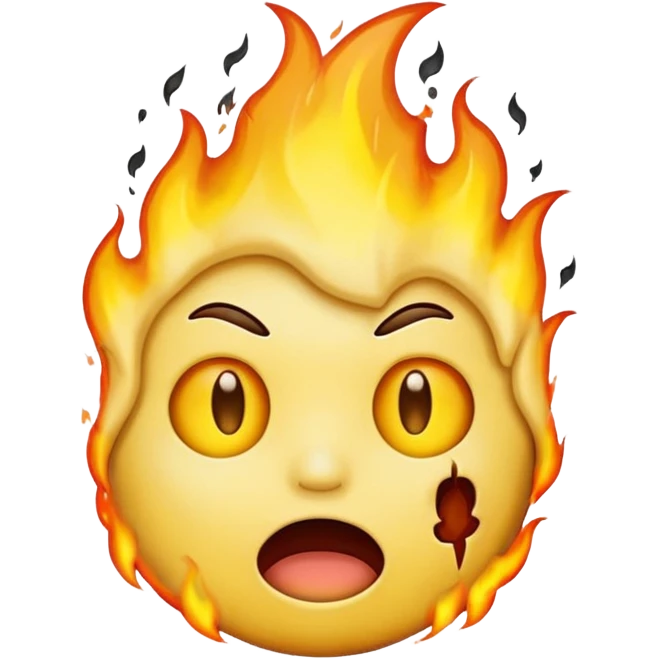 The emoji yellow On fire Scared emoji