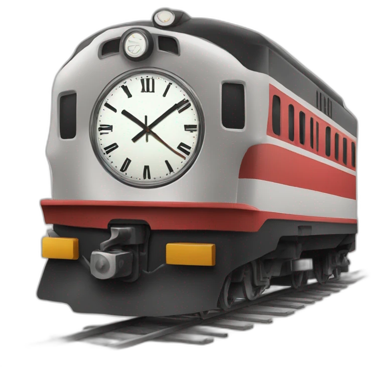 Train with clock on feont emoji