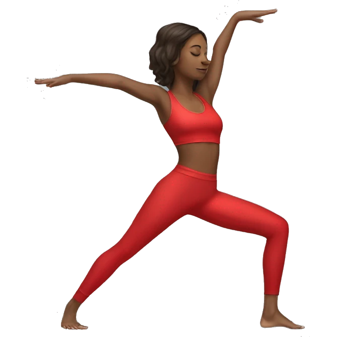 angelic brunette yoga girl in red yoga outfit emoji