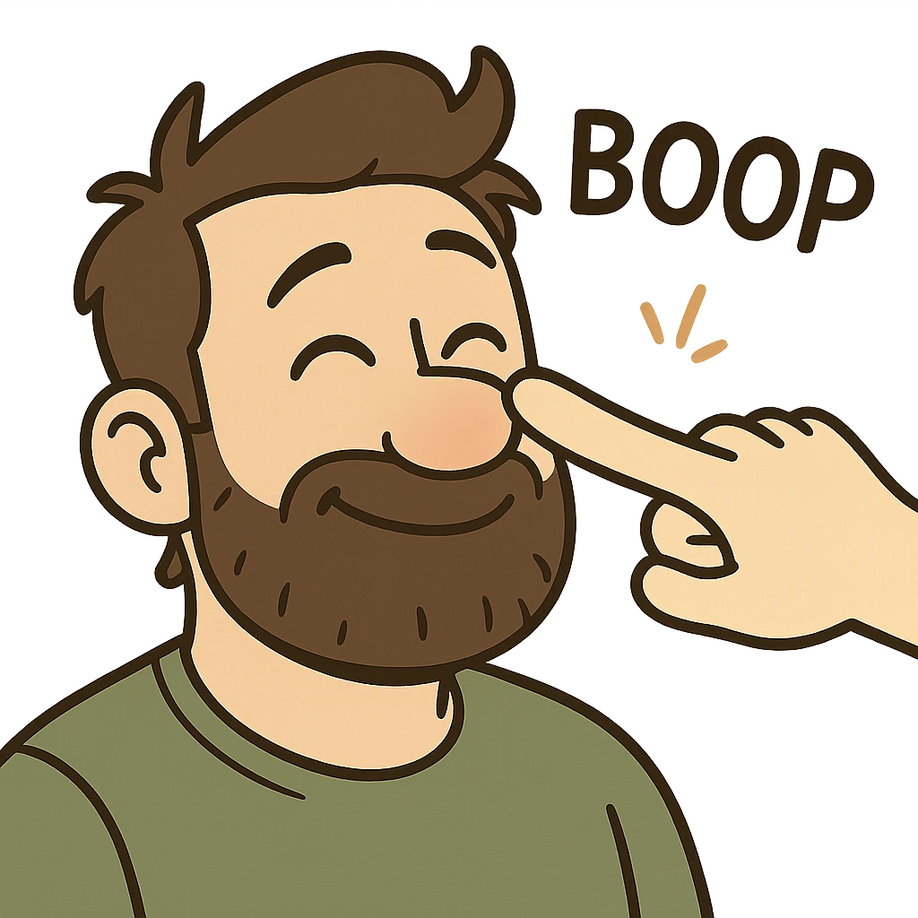 playful boop emoji with a cute finger poking a round nose, cartoon style emoji