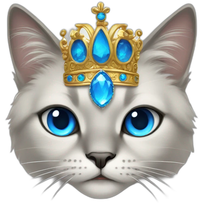 neva masquarade cat with blue eyes and a crown emoji