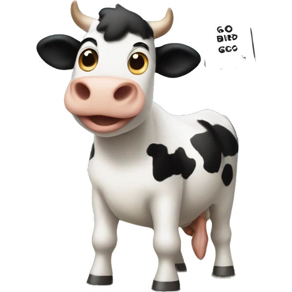 chick fil a cow holding a sign that says go birds  emoji