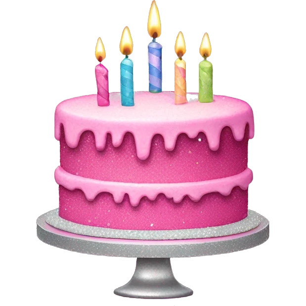 Sparkly pink birthday cake  emoji