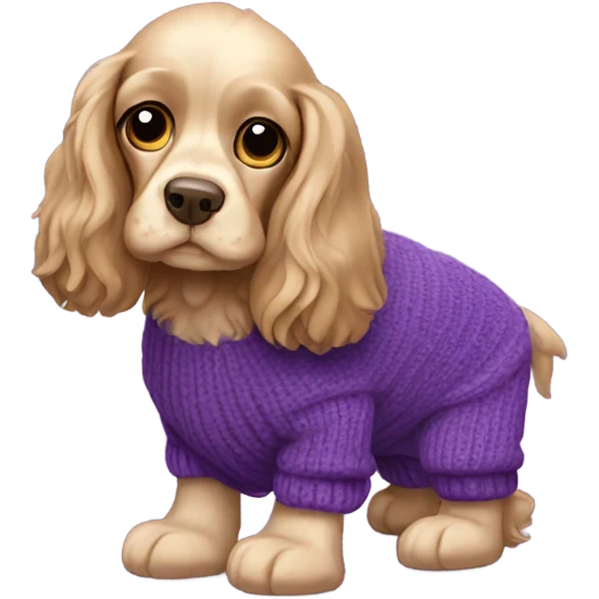 Cocker spaniel in purple sweater emoji