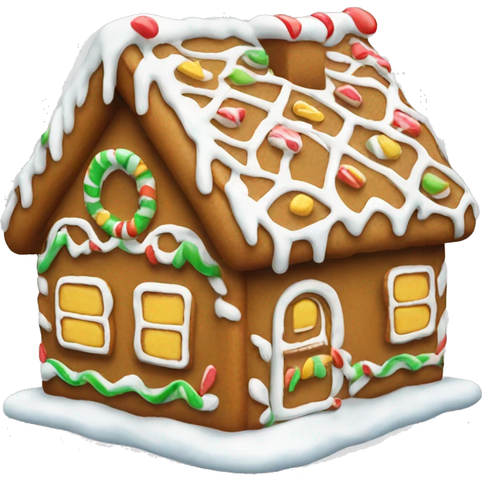 Gingerbread house with white icing  emoji