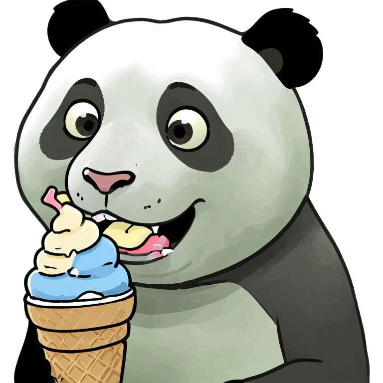 Panda eating ice cream emoji
