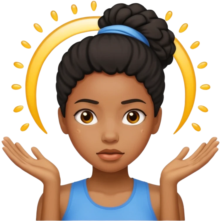 Black girl sweating emoji