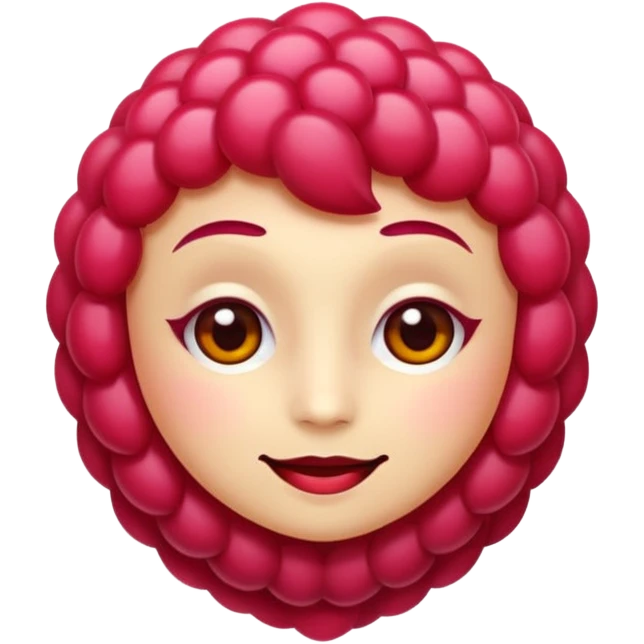 Sexy queer Raspberry emoji, cute and minimalistic style, warm eyes and gentle smile, flat design, soft shapes, clean modern look, highly recognizable at small sizes, centered composition, transparent or solid background, app icon quality. emoji