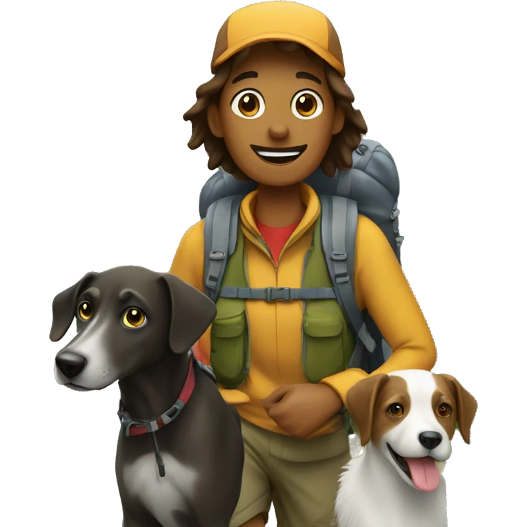 hiker with dog emoji
