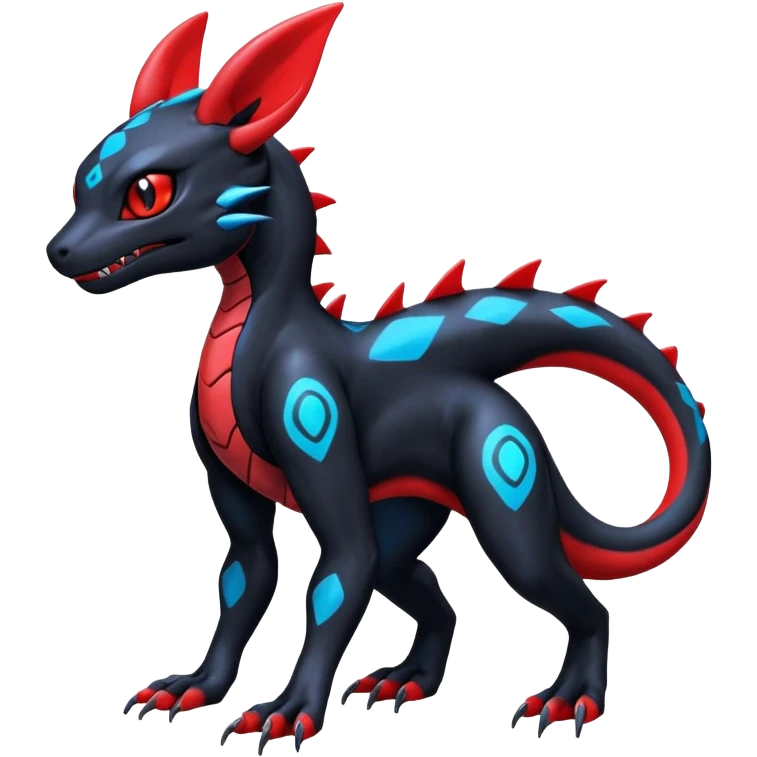 Cool Colorful Guilmon-Salandit-Umbreon-Fakémon-hybrid-creature (full body)  emoji
