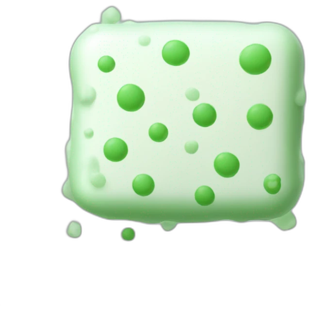 White powder soap with tiny green dots emoji