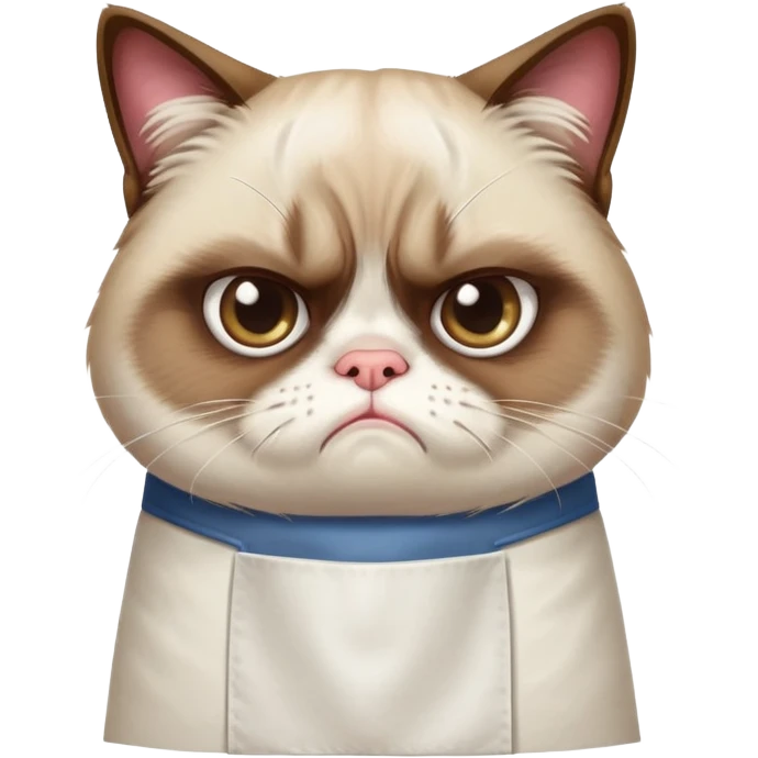 grumpy cat wearing only an apron emoji