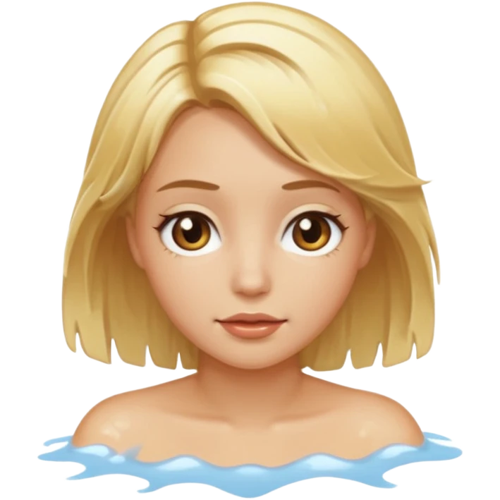 Chica saliendo de la ducha pelo rubi y ojos café, color de piel claro emoji